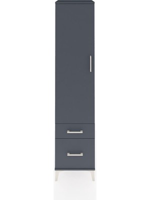 Hyperion Dolap 4 Raflı 2 Çekmeceli Tek Kapaklı 44X44X195 Antrasit-Antrasit