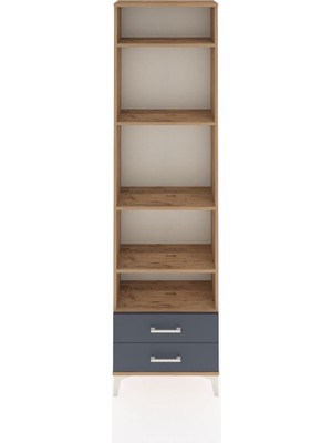 Arges Dolap 5 Raflı 2 Çekmeceli 60X30X221 Çam-Antrasit