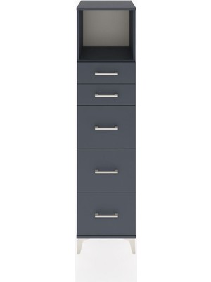 Hyperion Dolap Tek Raflı 5 Çekmeceli 44X44X182 Antrasit-Antrasit
