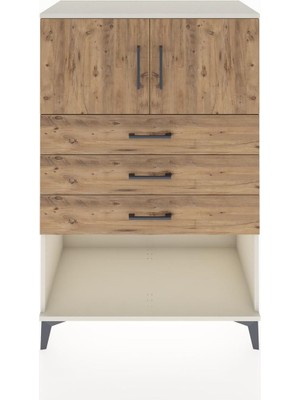Hyperion Dolap Tek Raflı 3 Çekmeceli 2 Kapaklı 88X44X134 Aytaşı-Çam