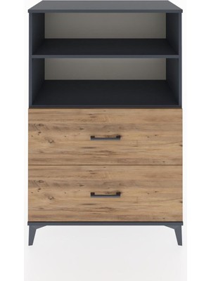 Hyperion Dolap 2 Raflı 2 Çekmeceli 88X44X134 Antrasit-Çam