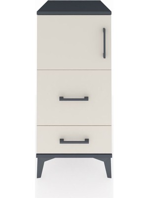 Kronos Komodin Tek Raflı 2 Çekmeceli Tek Kapaklı 44X59X96 Antrasit-Aytaşı