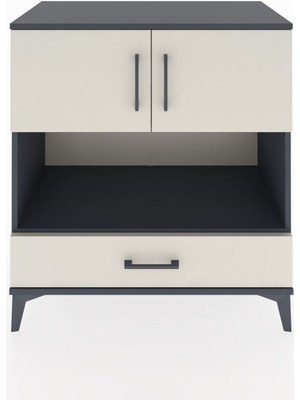 Hyperion Şifonyer 2 Raflı Tek Çekmeceli 2 Kapaklı 88X44X96 Antrasit-Aytaşı