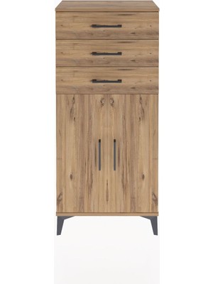 Arges Dolap 2 Raflı 3 Çekmeceli 2 Kapaklı 60X30X134 Çam-Çam