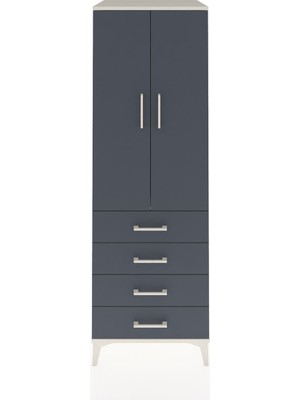Kronos Dolap Tek Raflı 4 Çekmeceli Tek Askılı 60X59X182 Aytaşı-Antrasit