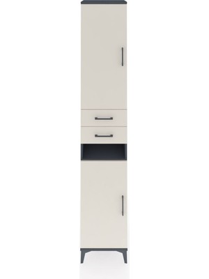 Hyperion Dolap 5 Raflı 2 Çekmeceli 2 Kapaklı 44X44X243 Antrasit-Aytaşı