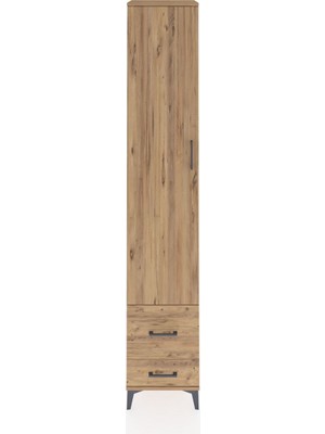 Hyperion Dolap 3 Raflı 2 Çekmeceli Tek Askılı 44X44X243 Çam-Çam
