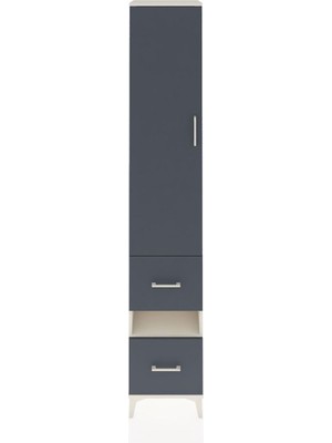 Hyperion Dolap 5 Raflı 2 Çekmeceli Tek Kapaklı 44X44X243 Aytaşı-Antrasit