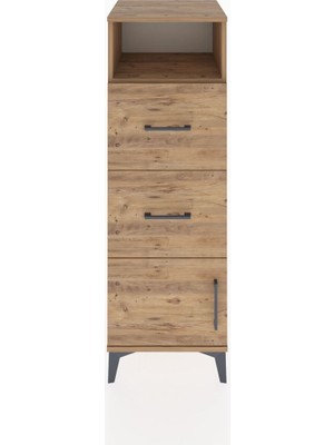 Hyperion Dolap Tek Raflı 2 Çekmeceli Tek Kapaklı 44X44X134 Çam-Çam