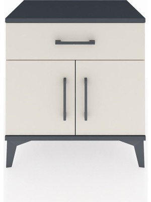 Hyperion Komodin Tek Raflı Tek Çekmeceli 2 Kapaklı 60X44X64 Antrasit-Aytaşı