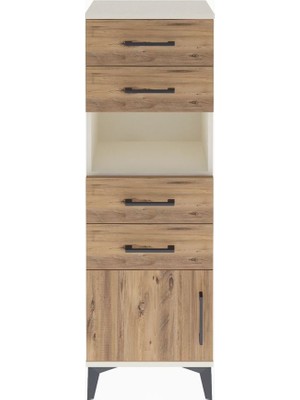 Arges Dolap Tek Raflı 4 Çekmeceli Tek Kapaklı 44X30X134 Aytaşı-Çam