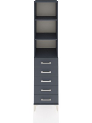 Hyperion Dolap 3 Raflı 5 Çekmeceli 44X44X195 Antrasit-Antrasit
