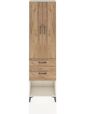 Arges Dolap 2 Raflı 2 Çekmeceli Tek Askılı 60X30X221 Aytaşı-Çam