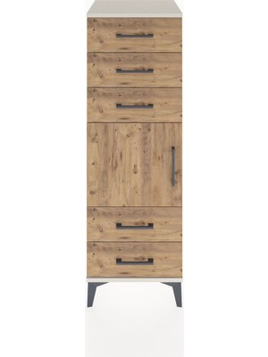 Hyperion Dolap Tek Raflı 5 Çekmeceli Tek Kapaklı 44X44X134 Aytaşı-Çam