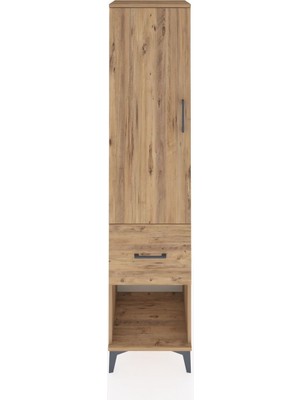Hyperion Dolap 4 Raflı Tek Çekmeceli Tek Kapaklı 44X44X195 Çam-Çam