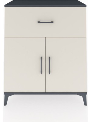 Hyperion Şifonyer Tek Raflı Tek Çekmeceli 2 Kapaklı 88X44X106 Antrasit-Aytaşı