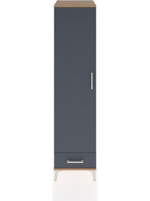Hyperion Dolap 4 Raflı Tek Çekmeceli Tek Kapaklı 44X44X182 Çam-Antrasit