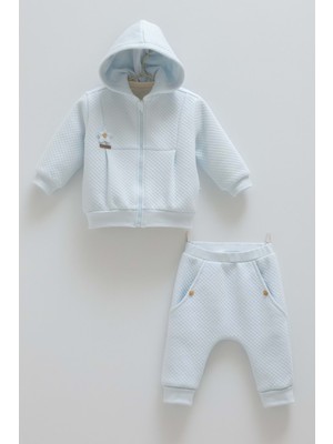 Good Vıbes Yıldız Detaylı Kapüşonlu Üçlü Alt Üst Takım - Caramell  - TKE2046 - Mavi - 12 - 18 Ay - TKE2046-MAVI-12 - 18 Ay Mavi