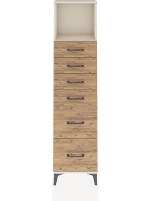 Arges Dolap Tek Raflı 6 Çekmeceli 44X30X182 Aytaşı-Çam
