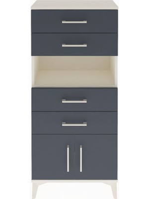 Arges Dolap Tek Raflı 4 Çekmeceli 2 Kapaklı 60X30X134 Aytaşı-Antrasit