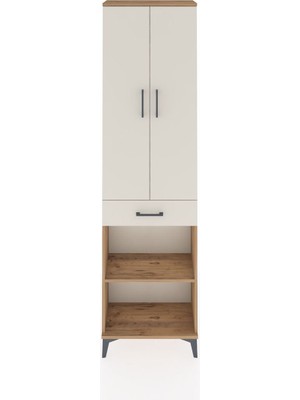 Arges Dolap 3 Raflı Tek Çekmeceli Tek Askılı 60X30X221 Çam-Aytaşı