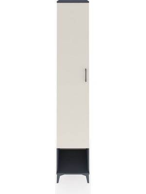 Hyperion Dolap 4 Raflı Tek Kapaklı Tek Askılı 44X44X243 Antrasit-Aytaşı