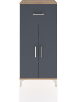 Hyperion Dolap 2 Raflı Tek Çekmeceli 2 Kapaklı 60X44X134 Çam-Antrasit