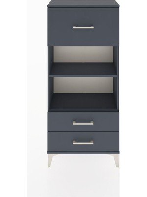 Hyperion Dolap 2 Raflı 3 Çekmeceli 60X44X134 Antrasit-Antrasit