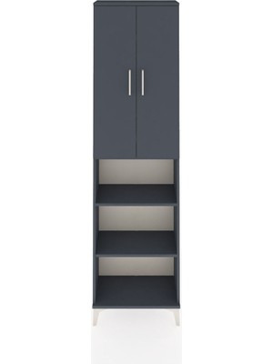 Arges Dolap 5 Raflı 2 Kapaklı 60X30X221 Antrasit-Antrasit