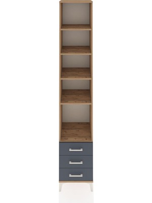 Hyperion Dolap 5 Raflı 3 Çekmeceli 44X44X243 Çam-Antrasit