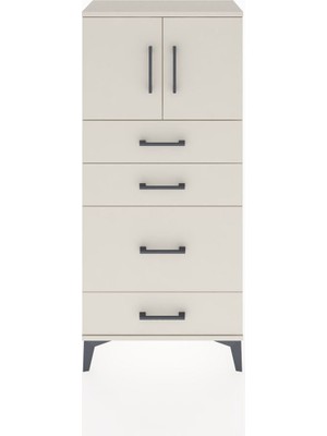 Hyperion Dolap Tek Raflı 4 Çekmeceli 2 Kapaklı 60X44X134 Aytaşı-Aytaşı