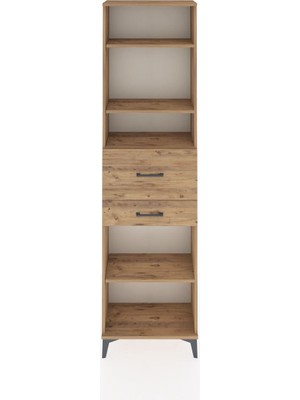 Arges Dolap 4 Raflı 2 Çekmeceli 60X30X221 Çam-Çam