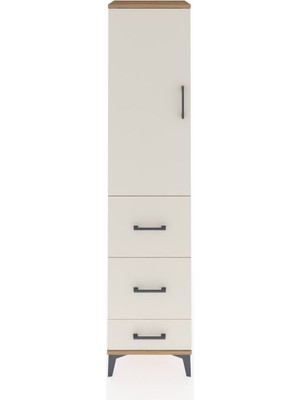 Hyperion Dolap Tek Raflı 3 Çekmeceli Tek Askılı 44X44X195 Çam-Aytaşı