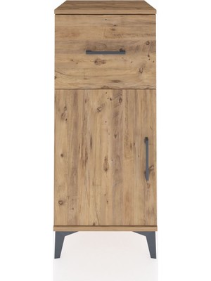 Hyperion Komodin Tek Raflı Tek Çekmeceli Tek Kapaklı 44X44X106 Çam-Çam