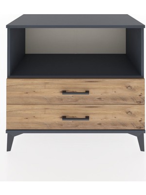 Hyperion Şifonyer Tek Raflı 2 Çekmeceli 88X44X80 Antrasit-Çam