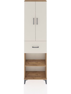 Arges Dolap 2 Raflı Tek Çekmeceli Tek Askılı 60X30X221 Çam-Aytaşı