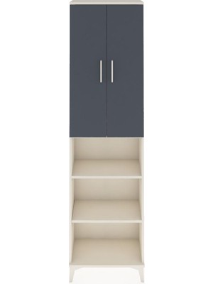 Arges Dolap 3 Raflı 2 Kapaklı Tek Askılı 60X30X221 Aytaşı-Antrasit