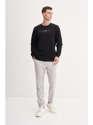 Cazador 53625 Siyah Erkek Bisiklet Yaka Baskılı Regular Fit Sweatshirt