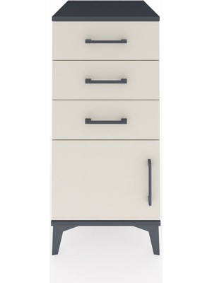 Kronos Komodin 3 Çekmeceli Tek Kapaklı 44X59X96 Antrasit-Aytaşı