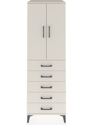 Kronos Dolap 2 Raflı 5 Çekmeceli 2 Kapaklı 60X59X182 Aytaşı-Aytaşı