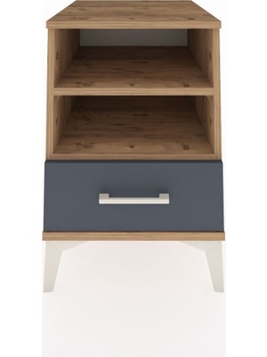 Kronos Komodin 2 Raflı Tek Çekmeceli 44X59X64 Çam-Antrasit
