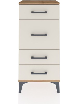 Arges Komodin 4 Çekmeceli 44X30X96 Çam-Aytaşı