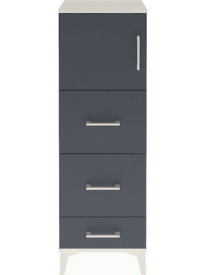 Arges Dolap Tek Raflı 3 Çekmeceli Tek Kapaklı 44X30X134 Aytaşı-Antrasit