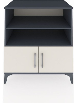 Kronos Şifonyer 3 Raflı 2 Kapaklı 88X59X96 Antrasit-Aytaşı