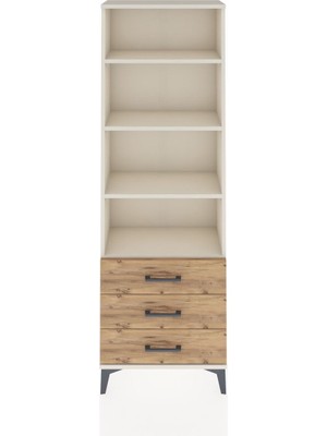 Arges Dolap 4 Raflı 3 Çekmeceli 60X30X182 Aytaşı-Çam
