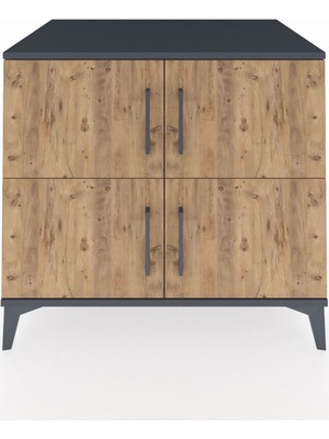 Kronos Şifonyer 3 Raflı 4 Kapaklı 88X59X80 Antrasit-Çam