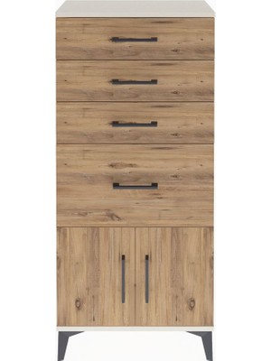 Arges Dolap 4 Çekmeceli 2 Kapaklı 60X30X134 Aytaşı-Çam