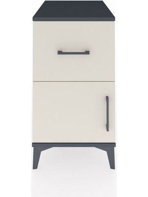 Kronos Komodin Tek Raflı Tek Çekmeceli Tek Kapaklı 44X59X80 Antrasit-Aytaşı