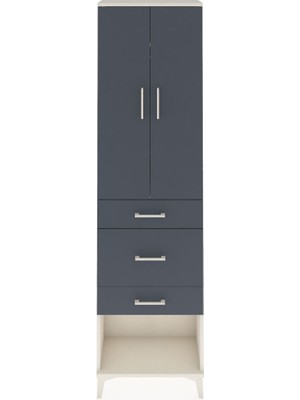 Arges Dolap 2 Raflı 3 Çekmeceli Tek Askılı 60X30X221 Aytaşı-Antrasit