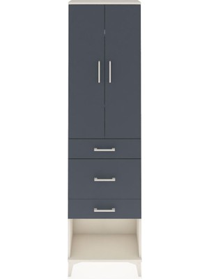 Arges Dolap 3 Raflı 3 Çekmeceli 2 Kapaklı 60X30X221 Aytaşı-Antrasit